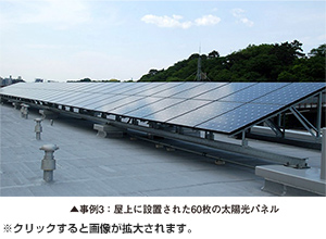 事例３：屋上に設置された60枚の太陽光パネル